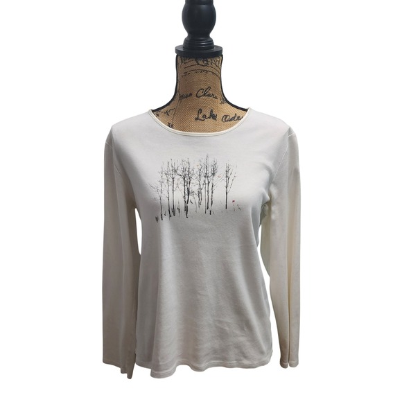 JJill Limited Edition Compassion Tee Long Sleeve Winter Tree Art - Picture 1 of 4